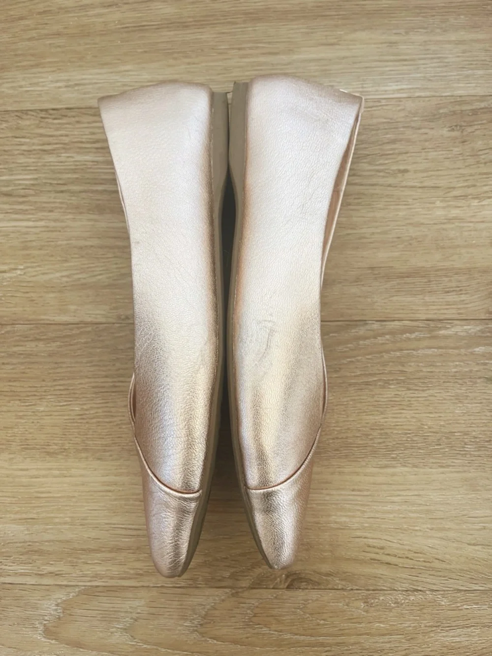Birdies Goldfinch Leather Point Toe Ballet Flats Rose Gold, 7.5